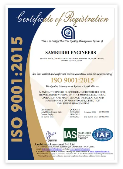 SAMRUDDHI ENGINEERS is ISO 9001:2015 Certified company